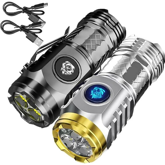 German Three-Eyed Monster Mini Flash Super Power Flashlight, Germany's Thumb Sized Flashlight, Mini Powerful Portable Flashlight, Waterproof Three Strong Light Beads Flashlight with Clip