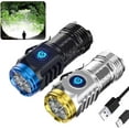 thumbnail image 1 of German Three-Eyed Monster Mini Flash Super Power Flashlight, Rechargeable High LumensHigh Power Led Flashlights with Zoomable, 5 Modes IPX7 Waterproof Flashlight (2pcs Black&Silver), 1 of 9