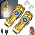 thumbnail image 1 of German Three-Eyed Monster Mini Flashlight Thumb Flashlight, Mini Flash Super Power Flashlight, Multi-Functional Mini Pen Clip Flashlight Light Steel High Lumen Rechargeable Waterproof (Gold), 1 of 13