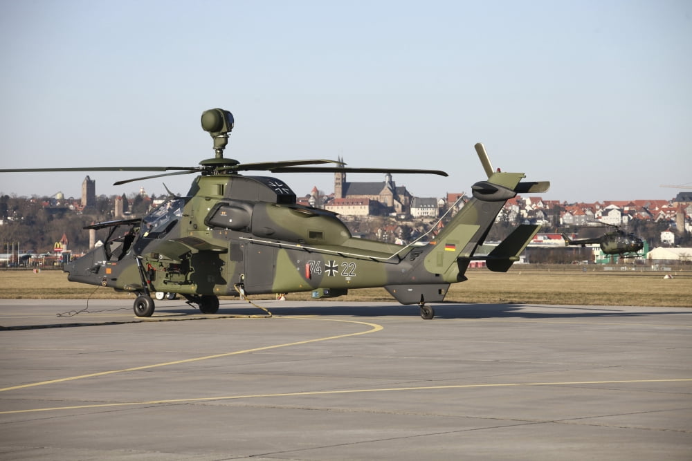 German Tiger Eurocopter at Fritzlar Airfield Germany Canvas Art - Timm ZiegenthalerStocktrek Images (18 x 12)