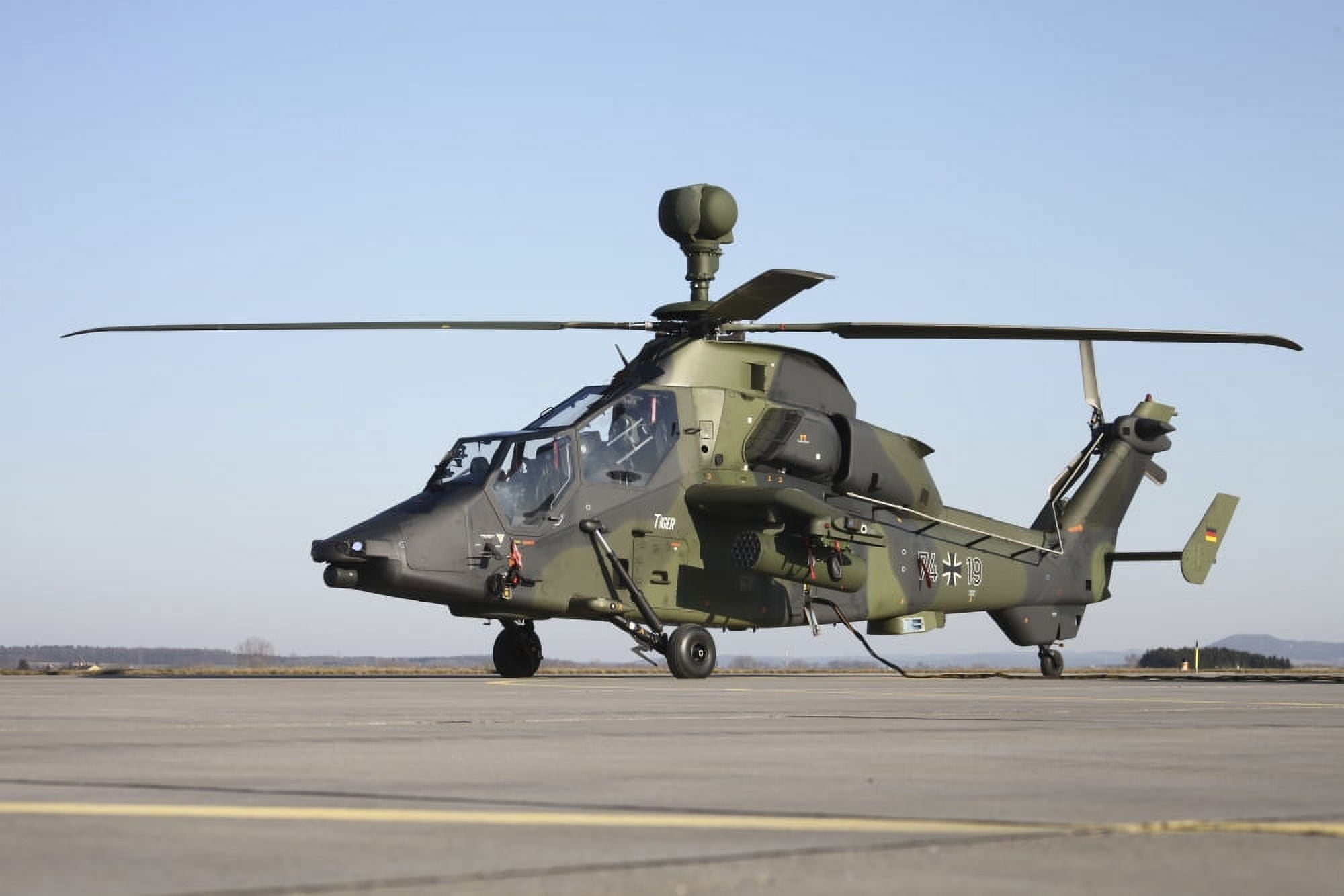German Tiger Eurocopter at Fritzlar Airfield Germany Canvas Art - Timm ZiegenthalerStocktrek Images (35 x 23)