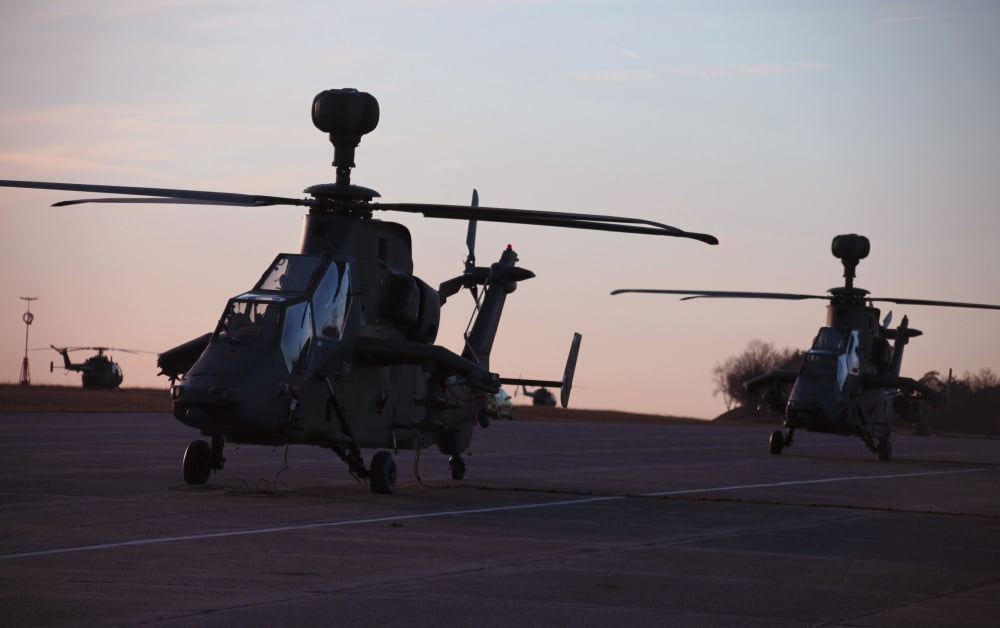 German Tiger Eurocopters at Stendal Airfield Germany Canvas Art - Timm ZiegenthalerStocktrek Images (18 x 12)