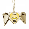 thumbnail image 1 of German Toast Celebrating Birthday Folded Wings Peach Heart Pendant Necklace, 1 of 4