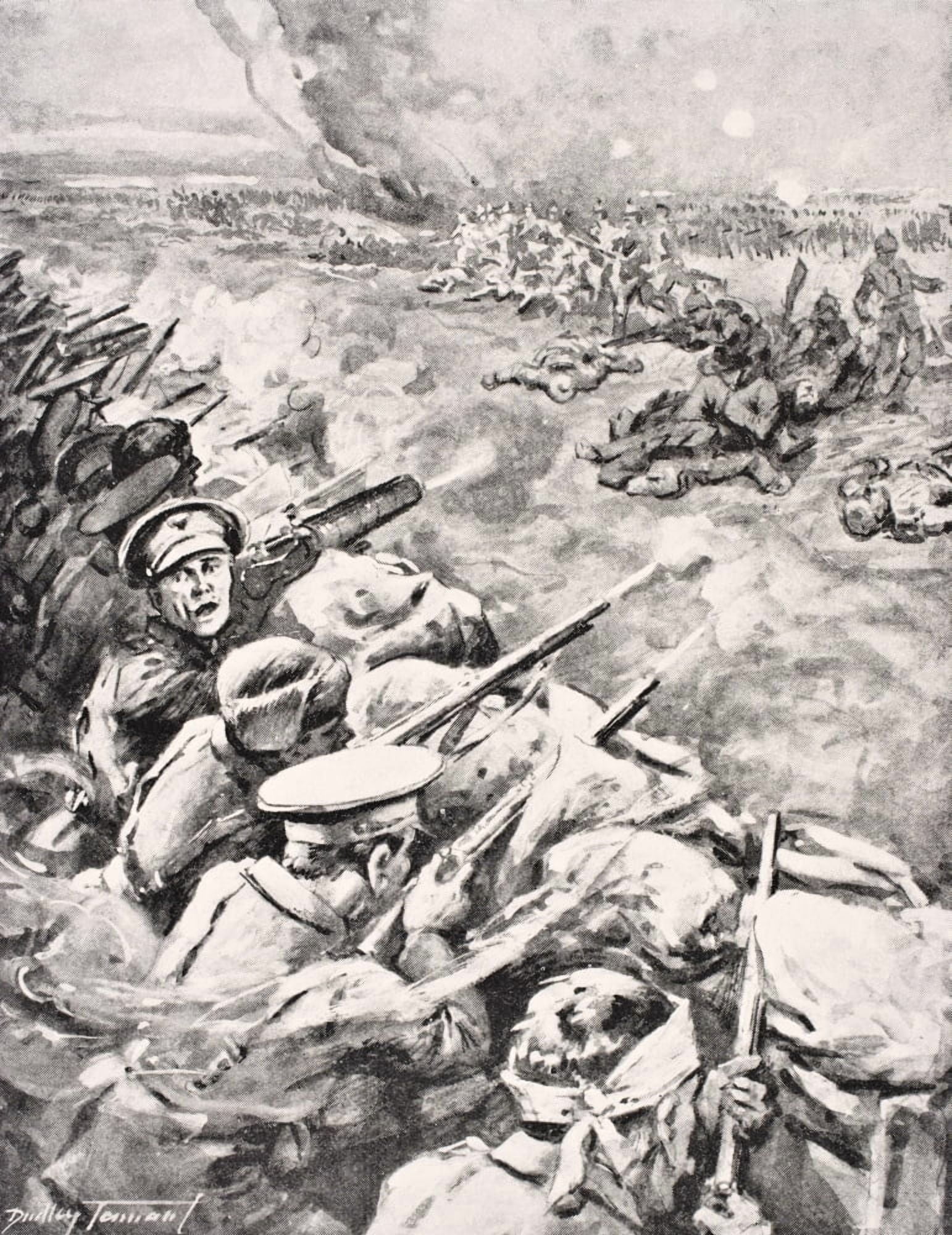 German Troops Charge Against British Trenches 1915 From The War Illustrated Album Deluxe Published London 1916 Canvas Art - Ken Welsh Design Pics (12 x 16)