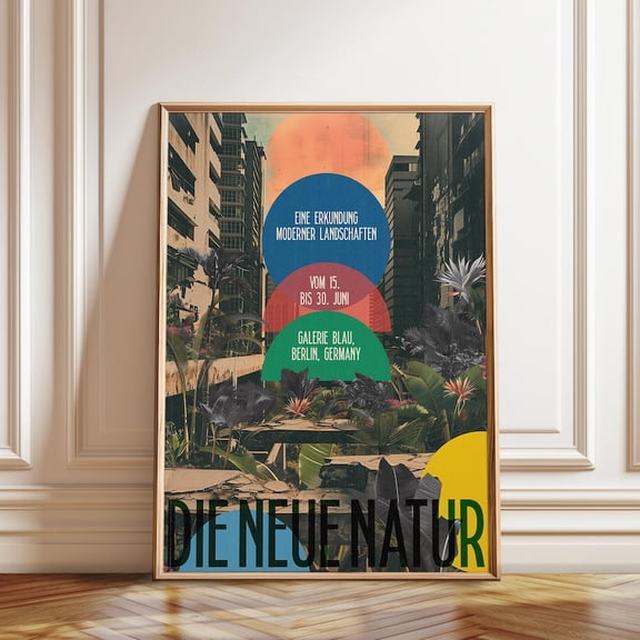 German Tropical Urban Galerie Blau Berlin Wall Art Print, Unframed Paper Poster 24x36in