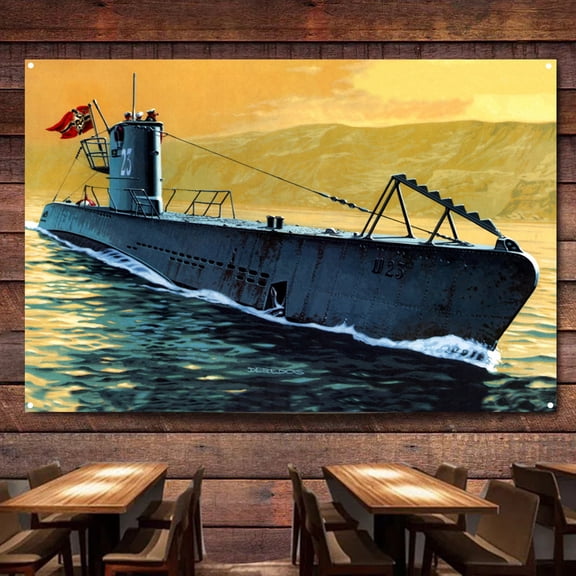 German U-Boot U-23 (Type IIB) Submarine Posters & Prints Tapestry Navy Battleship Weapons Military Art Banner Hanging Flag Canvas Painting Room Home Decor,38X57 inches