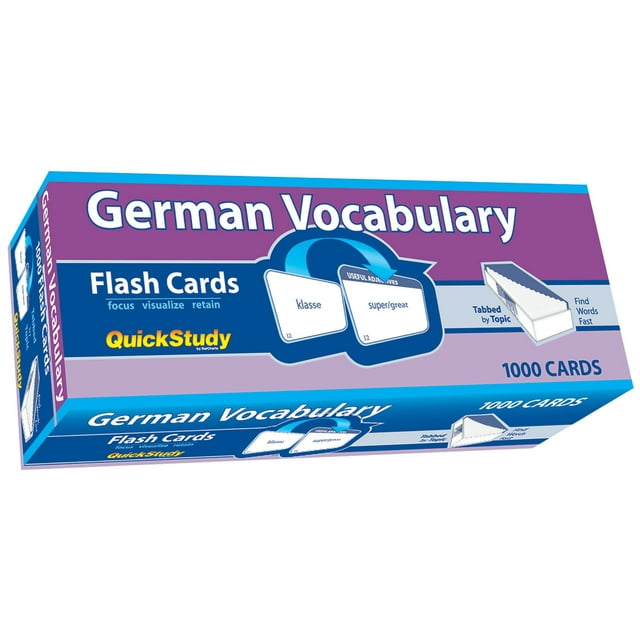 German Vocabulary Flash Cards 1000 cards a QuickStudy Reference Tool (Cards)
