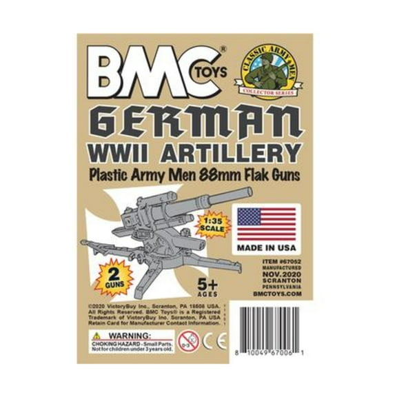 BMC Classic WW2 German 88mm Artillery - 2pc Tan Plastic Army Men Accessories