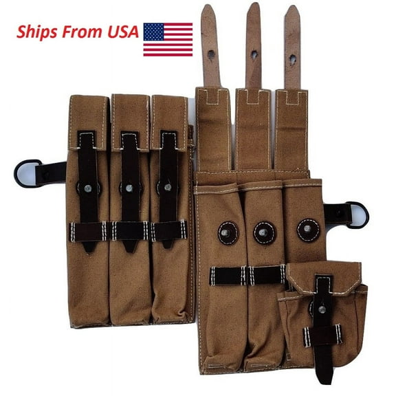 Warcraft Exports Beige Canvas MP40 Wehrmacht Magazine Pouch Set