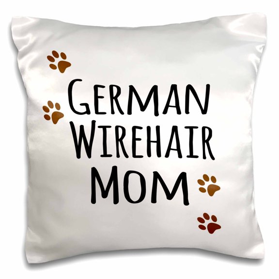 3dRose, German Wirehair Dog Mom - Wirehaired Pointer - Doggie by breed - brown paw prints doggy lover mama, 16x16 inch Pillow Case
