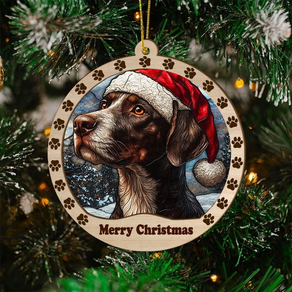 German Wirehaired Pointer Christmas Dog Ornament, German Wirehaired Pointer Dog Christmas Decor, German Wirehaired Pointer Dog Suncatcher Gift, Xmas Decorations, Dog Gifts