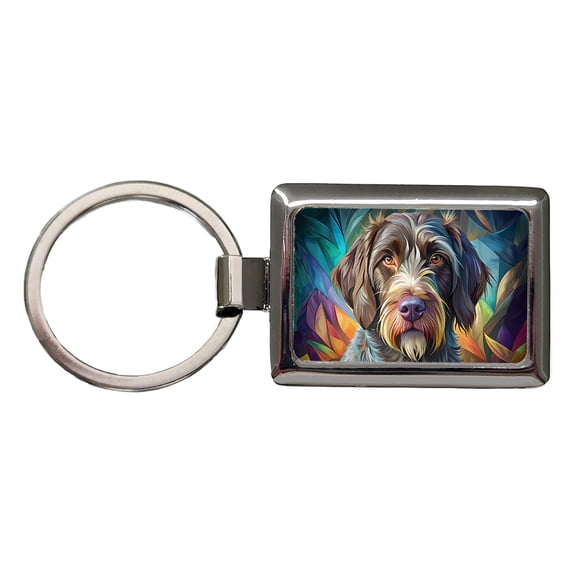 German Wirehaired Pointer Dog Contemporary Art Metal Rectangle Keychain