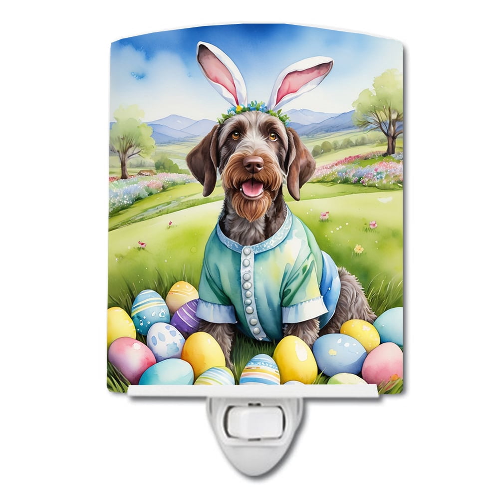 German Wirehaired Pointer Easter Egg Hunt Ceramic Night Light 4 in x 6 in