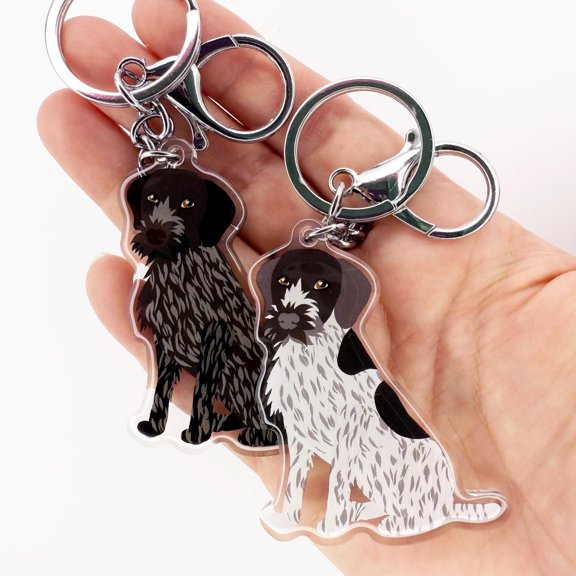 German Wirehaired Pointer Keychain: Double-Sided Acrylic Dog Charm (1 keychain)