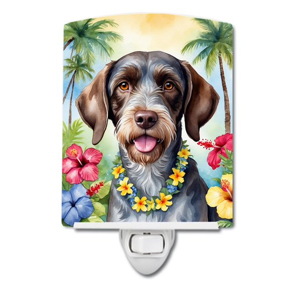 German Wirehaired Pointer Luau Ceramic Night Light 4 in x 6 in