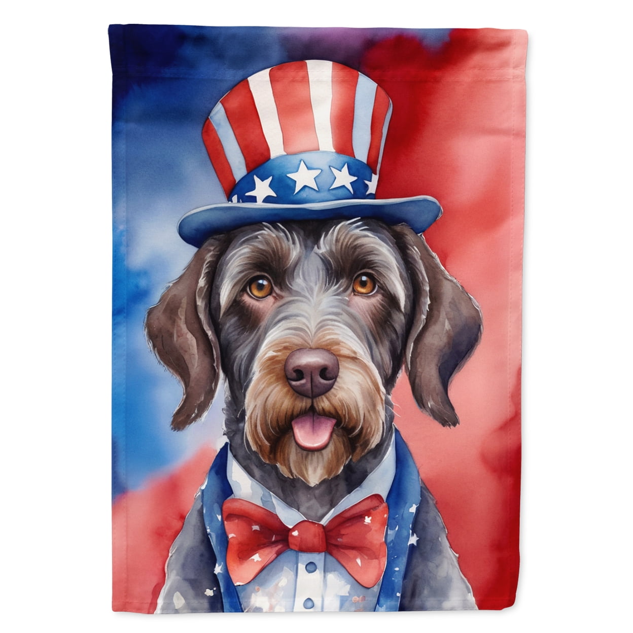 German Wirehaired Pointer Patriotic American House Flag 28 in x 40 in