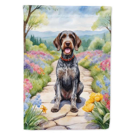 Caroline's Treasures DAC6634CHF German Wirehaired Pointer Spring Path House Flag Large Porch Sleeve Pole Decorative Outside Yard Banner Artwork Wall Hanging, Polyester, House Size, Multicolor