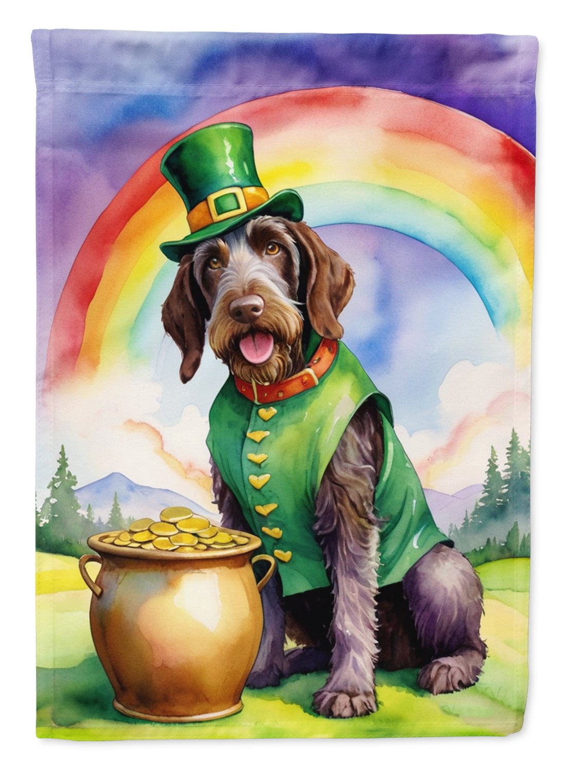German Wirehaired Pointer St Patrick's Day House Flag 28 in x 40 in