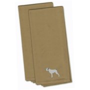 German Wirehaired Pointer Tan Embroidered Kitchen Towel - Set of 2