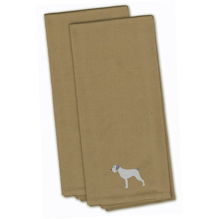 German Wirehaired Pointer Tan Embroidered Towel Set of 2