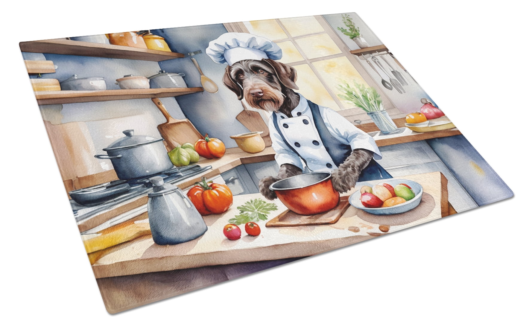 German Wirehaired Pointer The Chef Glass Cutting Board 12 in x 15 in