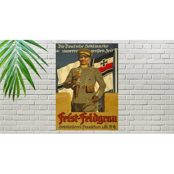 German Wwi Feist Field Gray Champagne Producer Frankfurt Reproduction Vintage German Wwi Propaganda Poster 24 x 36 Inch Poster