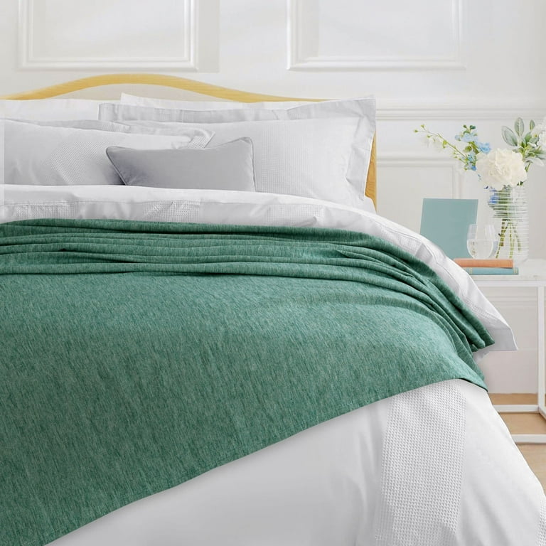 German Yarn Dyed All Seasons Cotton Silk Oversized Blanket Green