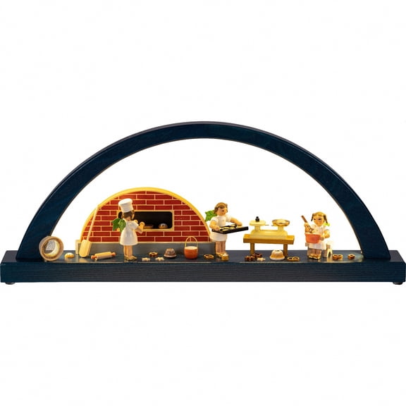 German candle arch LED angel bakery, length 40 cm / 16 inch, natural, original Erzgebirge by Richard Glaesser Seiffen