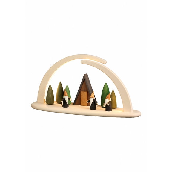 German candle arch LED, length 42 cm / 17 inch, natural, electrically illuminated, original Erzgebirge by Seiffener Volkskunst