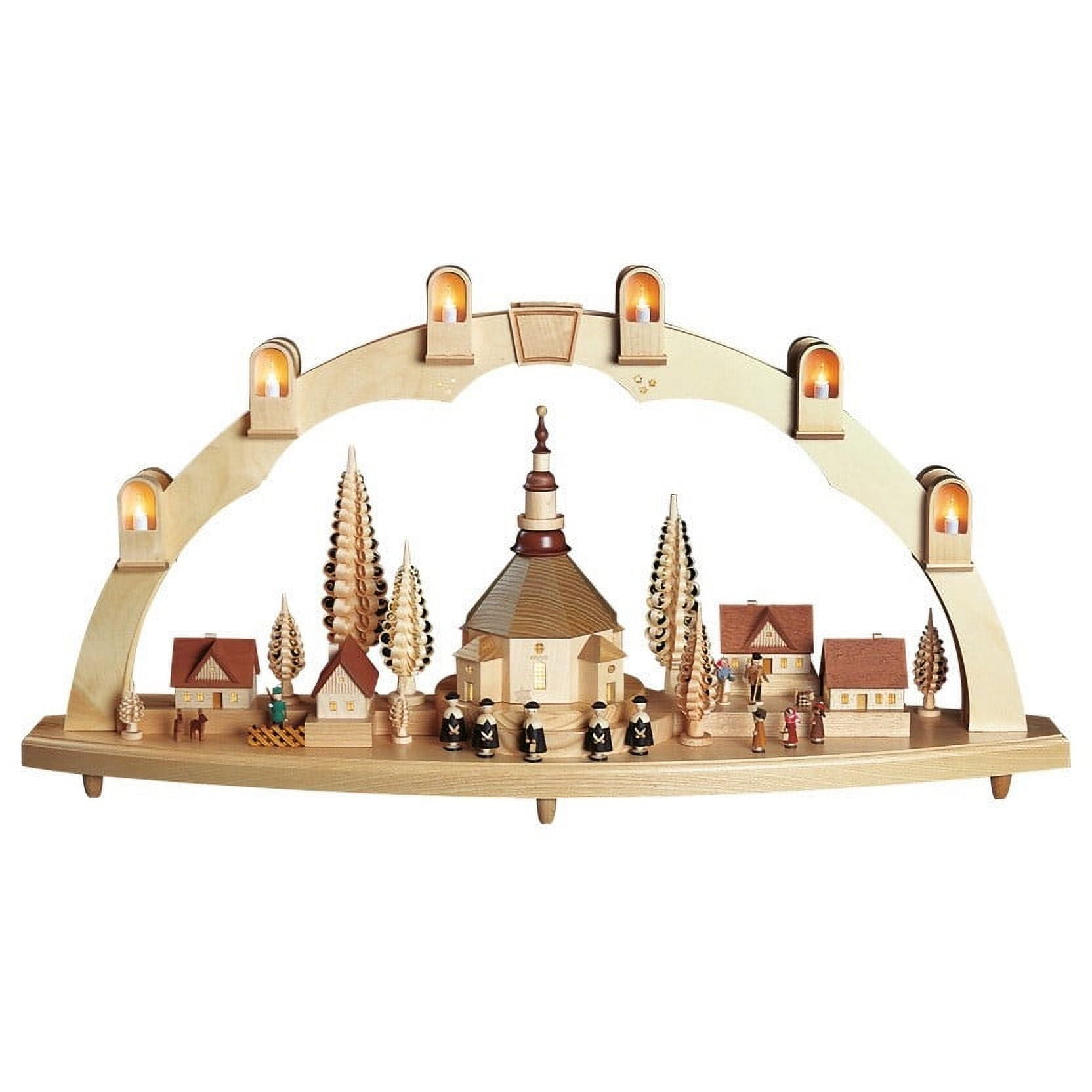 German candle arch Village of Seiffen, length 80 cm / 32 inch, natural