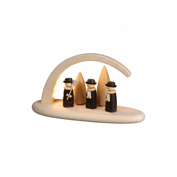 German candle arch, length 24 cm / 10 inch, natural, electrically illuminated, original Erzgebirge by Seiffener Volkskunst