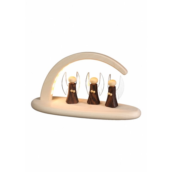 German candle arch, length 24 cm / 10 inch, natural, electrically illuminated, original Erzgebirge by Seiffener Volkskunst