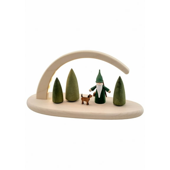 German candle arch, length 24 cm / 10 inch, natural, electrically illuminated, original Erzgebirge by Seiffener Volkskunst