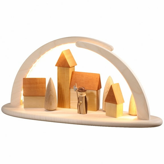 German candle arch, length 42 cm / 17 inch, natural, electrically illuminated, original Erzgebirge by Seiffener Volkskunst SV 15374