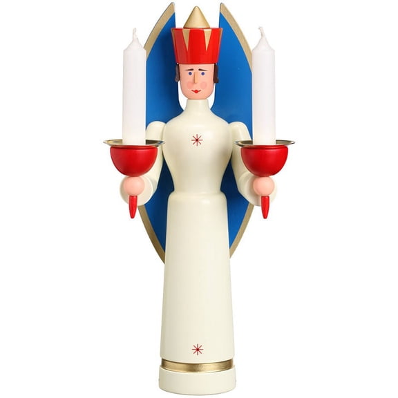 German candlestick angel, height 25 cm / 10 inch, original Erzgebirge by Seiffener Volkskunst