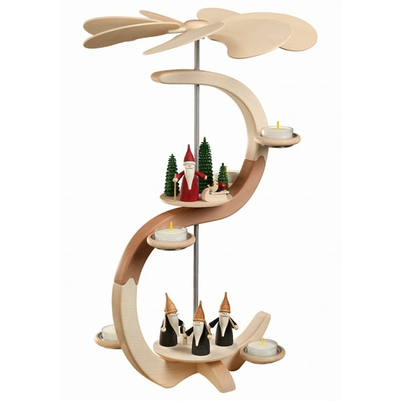 German christmas pyramid, 2-tier, height 46 cm / 18 inch, natural, original Erzgebirge by Seiffener Volkskunst SV 16301