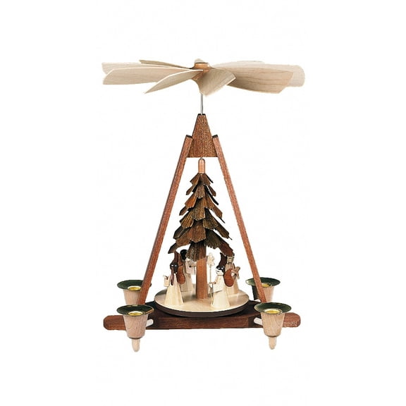 German christmas pyramid Angels, 4 figurines, height 30 cm / 12 inch, natural, original Erzgebirge by Mller Seiffen MU 10312