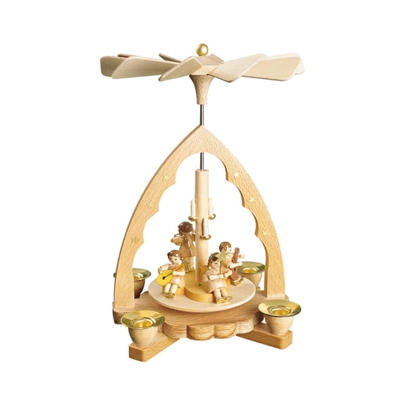 German christmas pyramid Music-playing angels, height 19 cm / 8 inch, original Erzgebirge by Richard Glaesser Seiffen