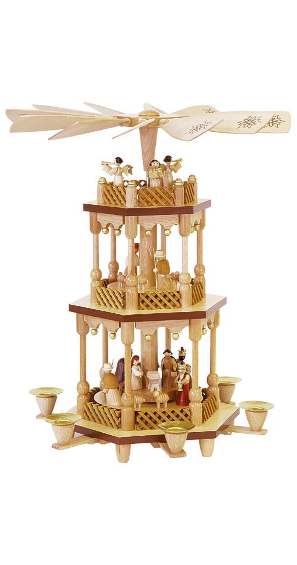 German christmas pyramid Nativity scene, 2tier, height 38 cm / 15 inch