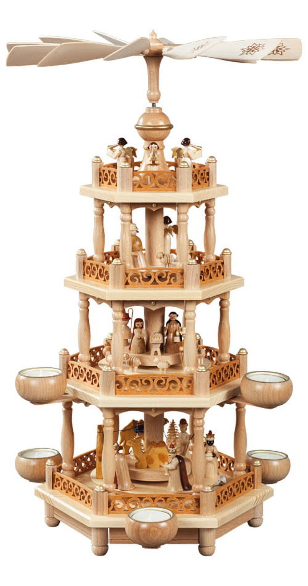 German christmas pyramid Nativity scene, 3tier, height 55 cm / 22 inch