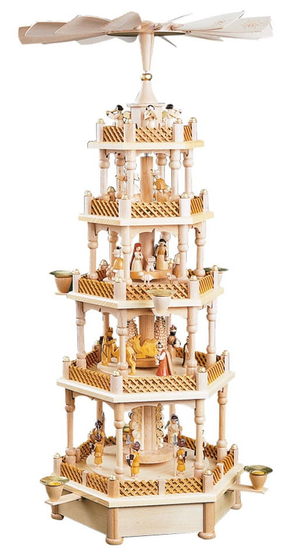 German christmas pyramid Nativity scene, 4tier, height 70 cm / 28 inch, natural, original