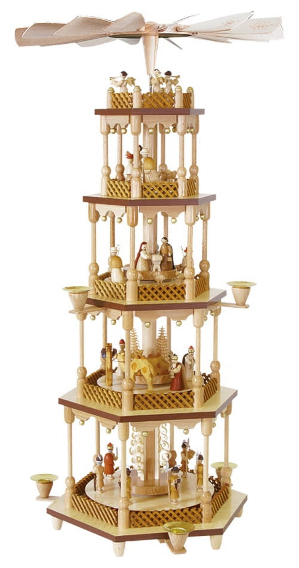 German christmas pyramid Nativity scene, 4tier, height 70 cm / 28 inch, natural, original