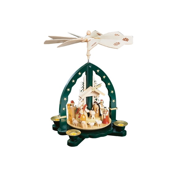 German christmas pyramid Nativity scene, height 27 cm / 11 inch, original Erzgebirge by Richard Glaesser Seiffen