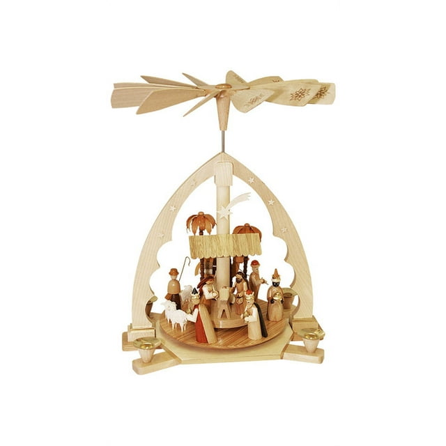 German christmas pyramid Nativity scene, height 40 cm / 16 inch, original Erzgebirge by Richard