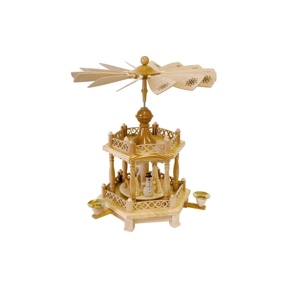 German christmas pyramid Snowmen, height 38 cm / 15 inch, original Erzgebirge by Richard Glaesser Seiffen