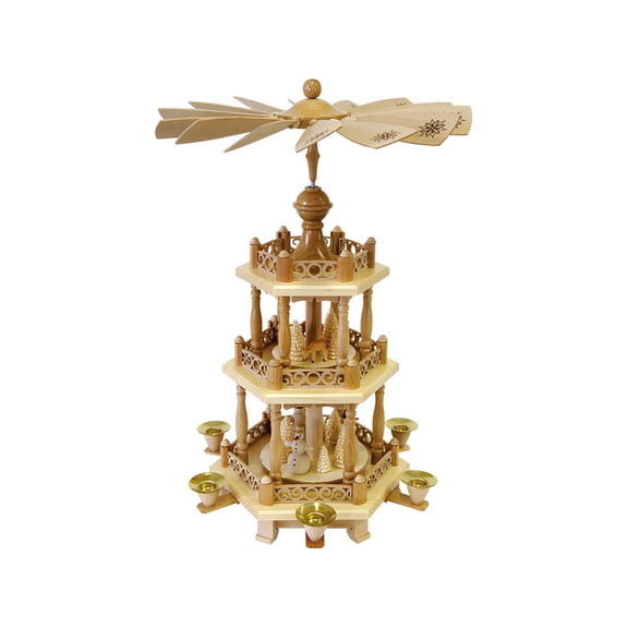 German christmas pyramid Snowmen, height 47 cm / 19 inch, original Erzgebirge by Richard Glaesser Seiffen