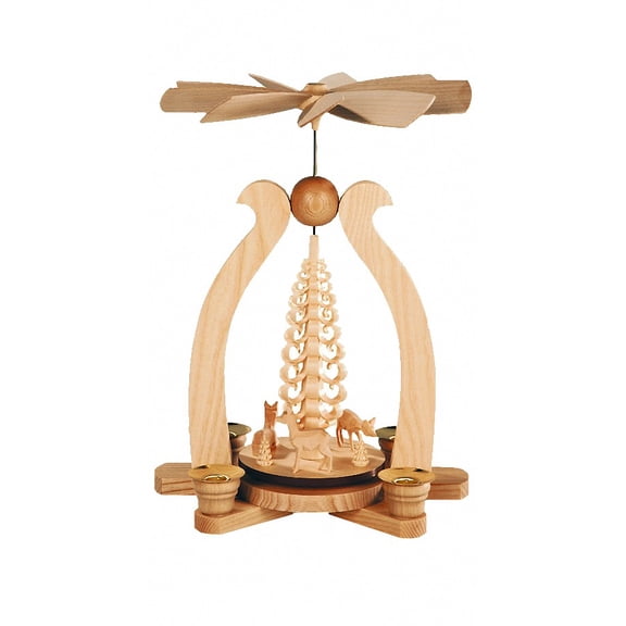 German christmas pyramid arch Deer, hand-carved, height 29 cm / 11 inch, natural, original Erzgebirge by Mller Seiffen