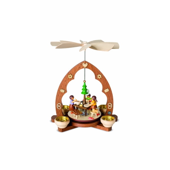 German christmas pyramid christmas baking, 1-tier, height 25 cm / 10 inch, natural, original Erzgebirge by Mller Seiffen MU 10346