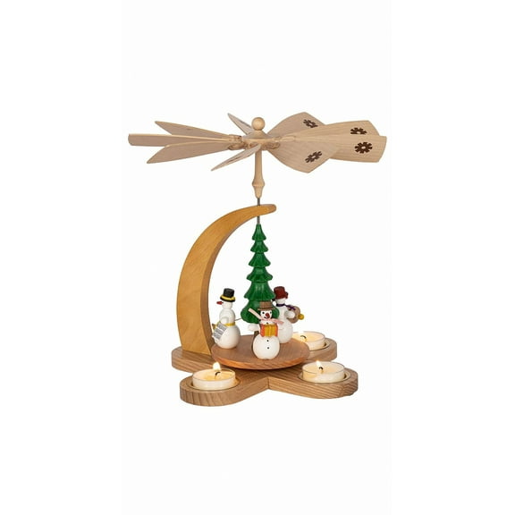 German christmas pyramid forest, height 27 cm / 11 inch, colorful with tealights, original Erzgebirge by Richard Glaesser Seiffen