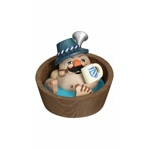 German incense smoker Bavarian in pool, height 10 cm / 4 inch, original Erzgebirge by Seiffener Volkskunst
